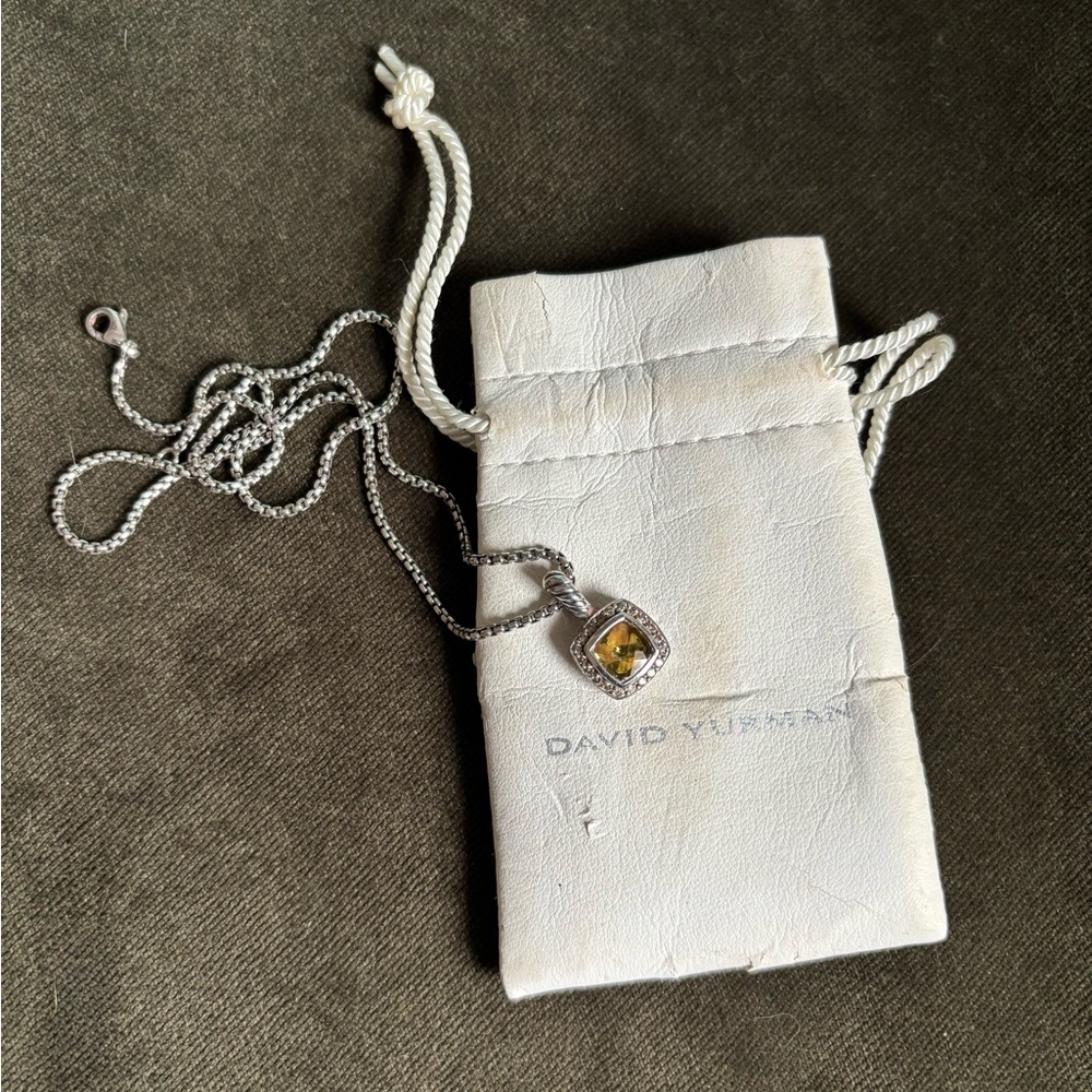 David Yurman Silver Necklace with Citrine Gem